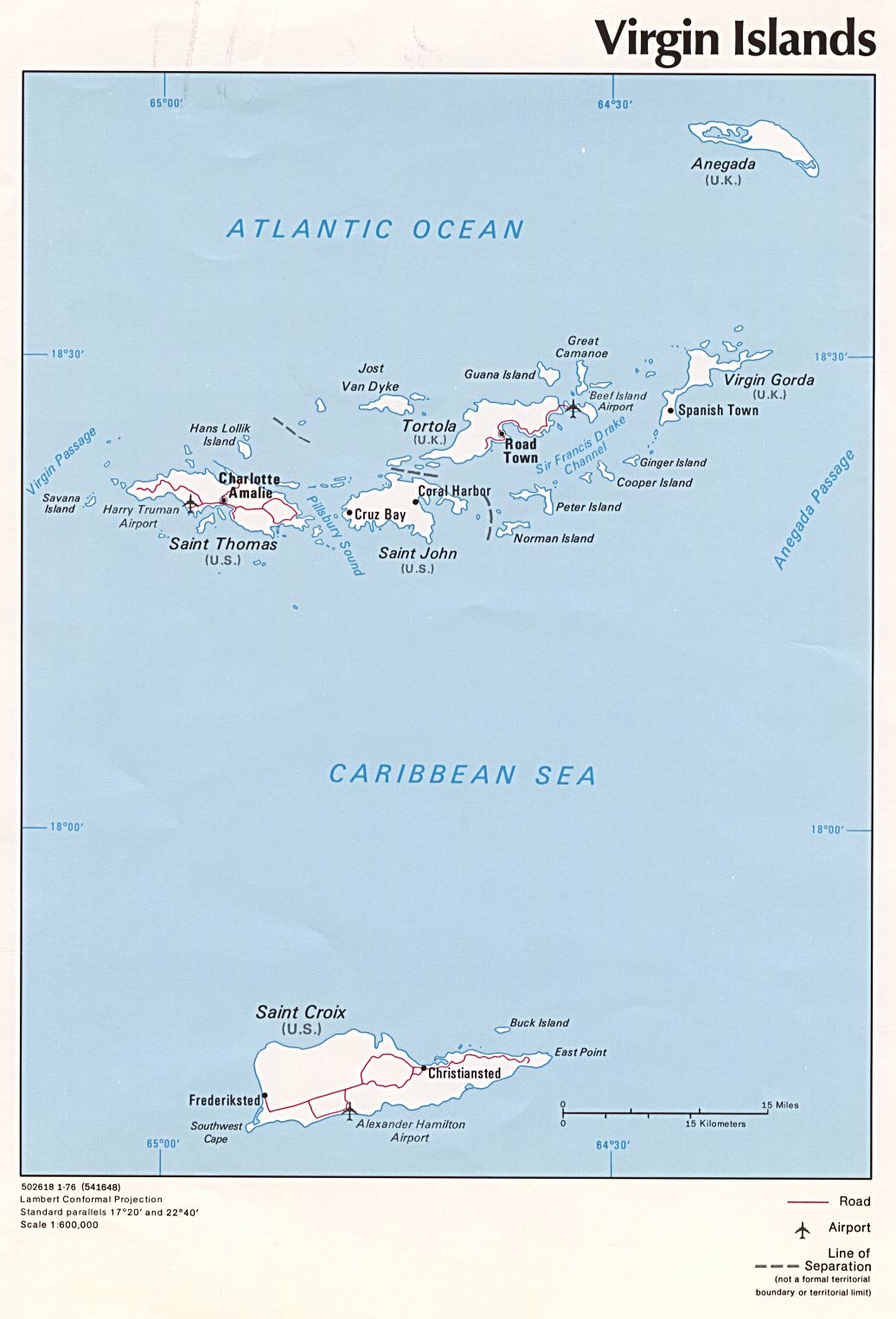 U.S. & British Virgin Islands Political Map