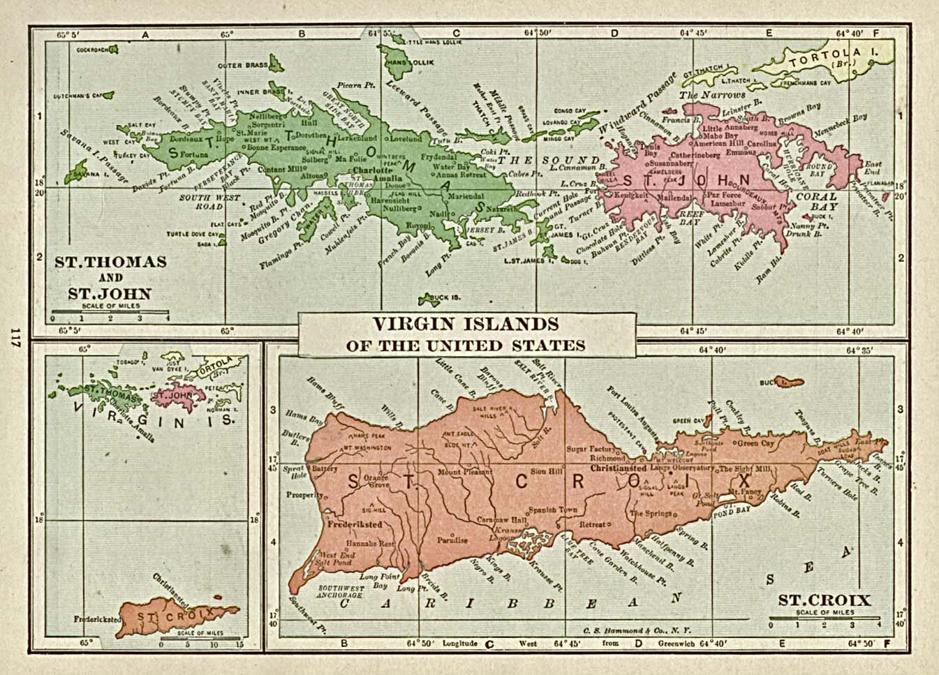 U.S. Virgin Islands Historical Map 1920