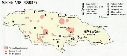 Carte de l'Exploitation Minière, Industrie, Jamaique