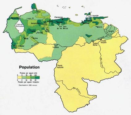 Carte de la Population du Vénézuela