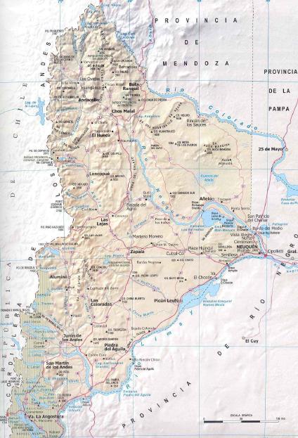Carte de la Province de Neuquen, Argentine