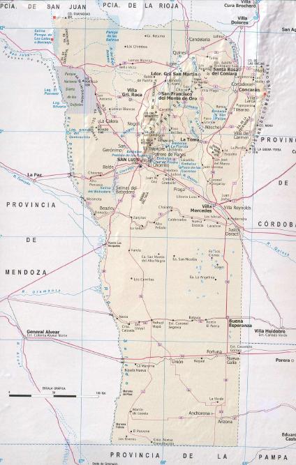 Carte de la Province de San Luis, Argentine