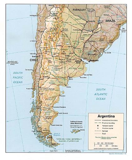 Carte de Relief de l'Argentine