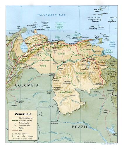 Carte de Relief du Vénézuela