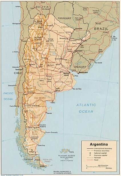 Carte de Relief d'Argentine