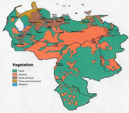 Carte de la Végétation du Vénézuela