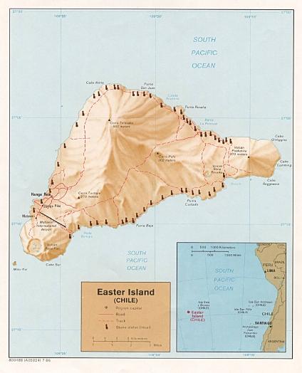 Easter Island Shaded Relief Map, Chile