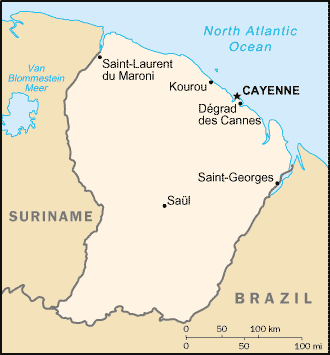 French Guiana Small Scale Map
