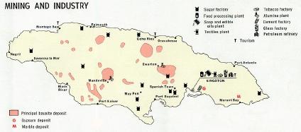 Jamaica Mining and Industry Map