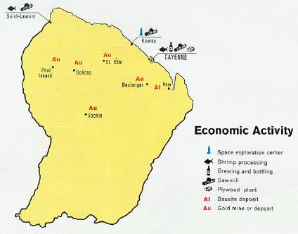 Mapa de la Actividad Economica, Guayana Francesa