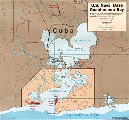 Mapa Bahía de Guantanamo, Guantanamo Prov., Cuba