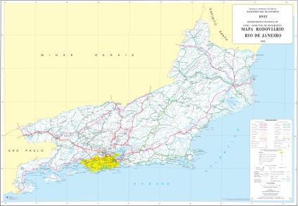 Mapa De Carreteras Federales Y Estatales Del Estado De Rio De Janeiro Brasil