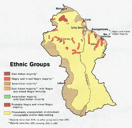 Mapa Grupos Etnicos de Guyana