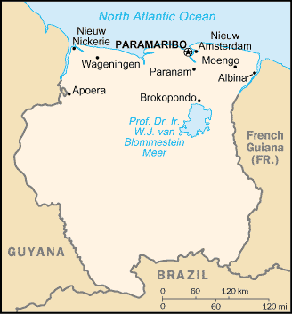 Mapa Pequeña Escala de Suriname