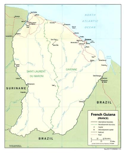 Mapa Político de la Guyana Francesa