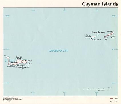Mapa Politico de las Islas Caiman