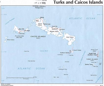 Mapa Politico de las Islas Turcas y Caicos