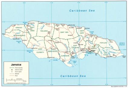 Mapa Politico de Jamaica