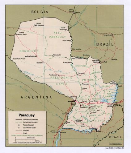 Mapa Politico de Paraguay