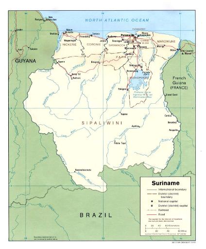Mapa Politico de Suriname