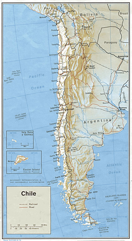 Mapa Relieve Sombreado de Chile