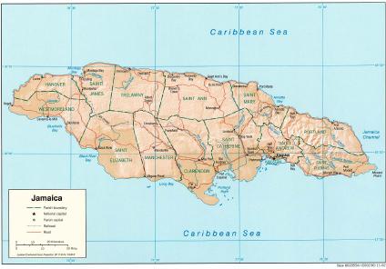 Mapa Relieve Sombreado, Jamaica