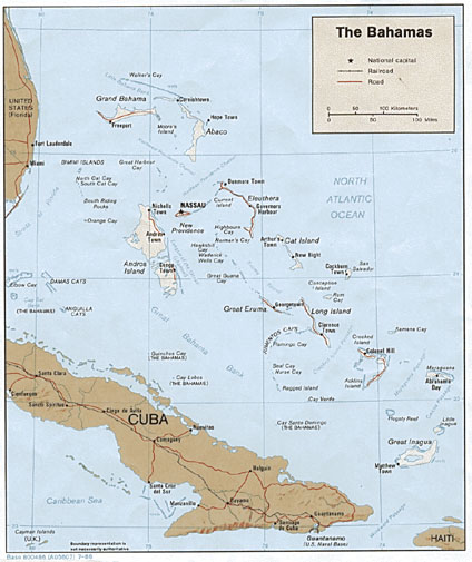Mapa Relieve Sombreado de Las Bahamas