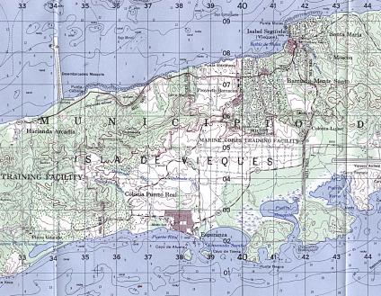 Mapa Topografico de Isla De Vieques, Puerto Rico