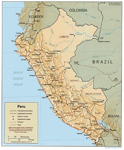 Peru Shaded Relief Map