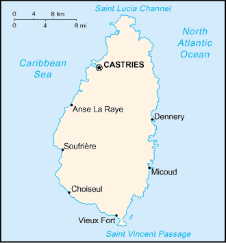 Saint Lucia, Small Scale Map