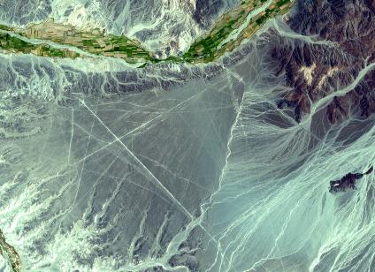 Satellite Image, Photo of the Nasca Lines, Peru