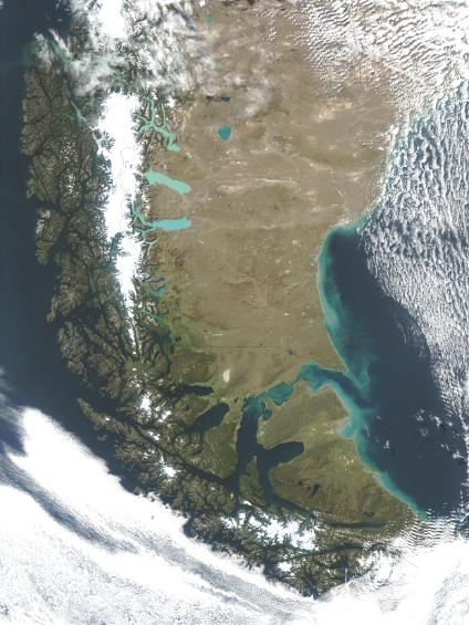 Satellite Image, Photo of Tierra del Fuego, South America
