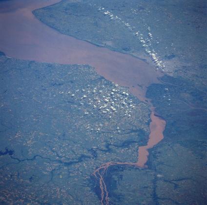 Satellite Image, Photo of Uruguay River, Rio de la Plata, Uruguay