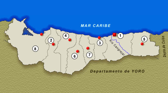 Atlántida Department Map, Honduras