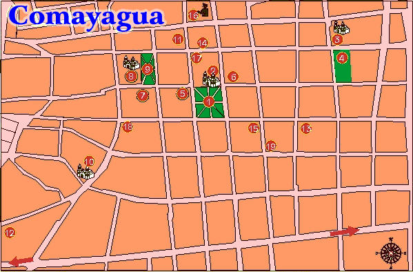 Comayagua City Map, Comayagua Department, Honduras