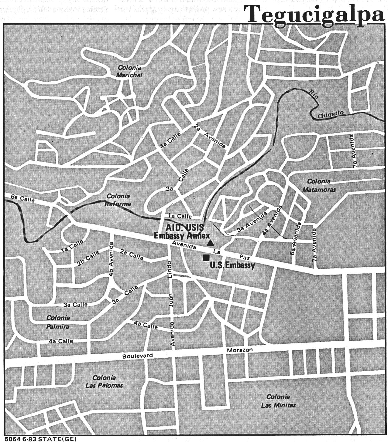 Downtown TegucigalpaŽs Map, Honduras