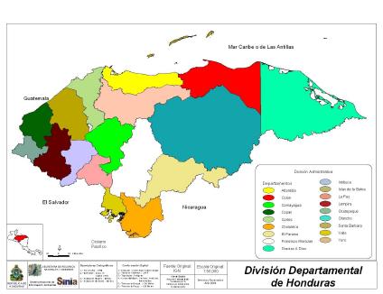 Honduras Departments Division Map