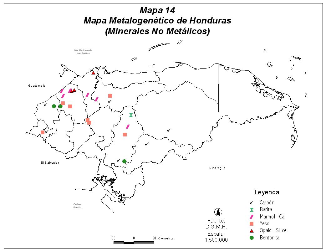 Honduras Mineral Map (Non Metallic)