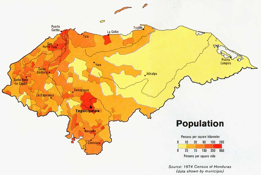 Honduras Population Map
