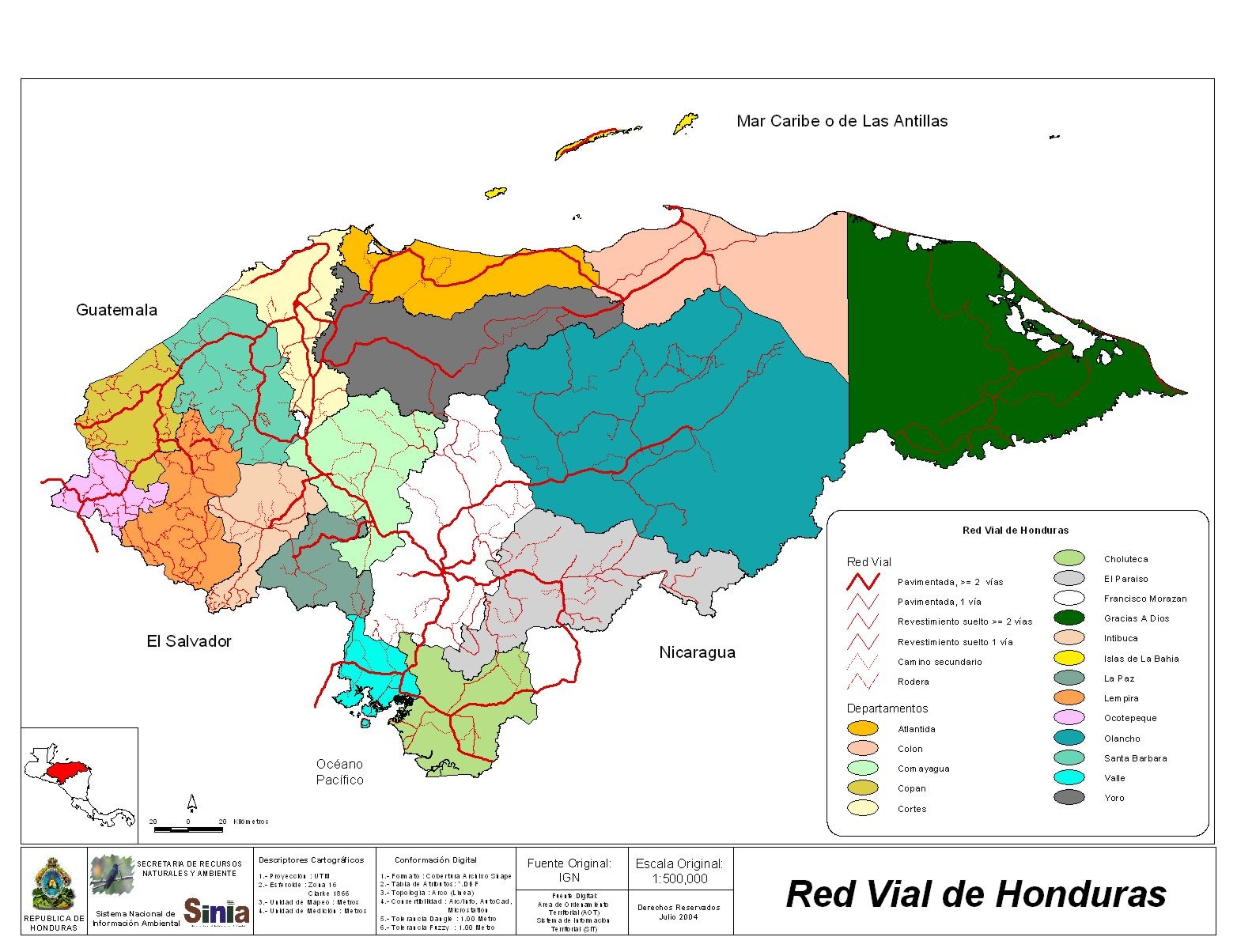 Honduras Road Network Map