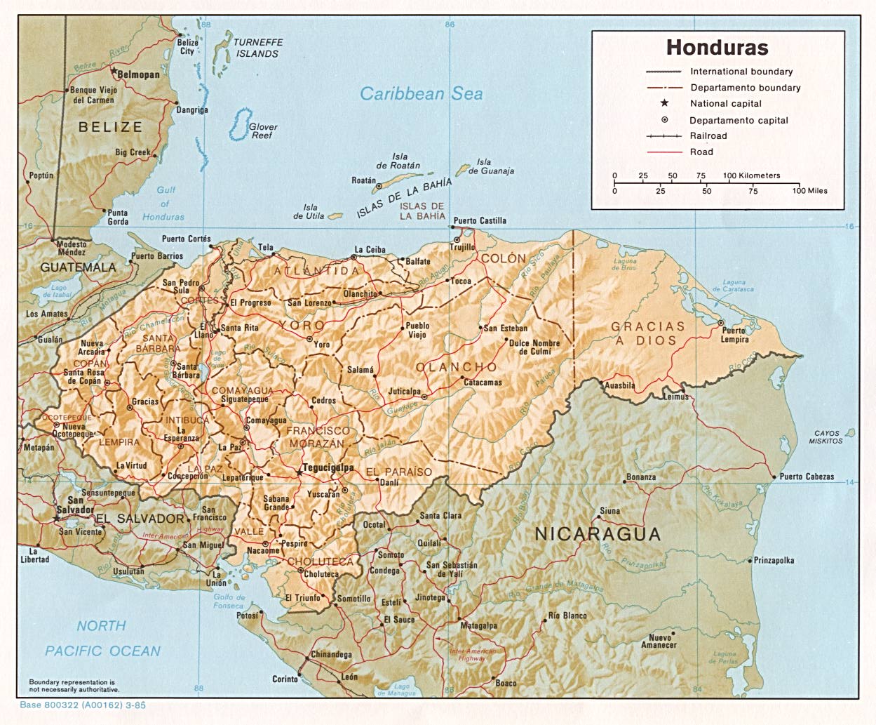 Honduras Shaded Relief Map