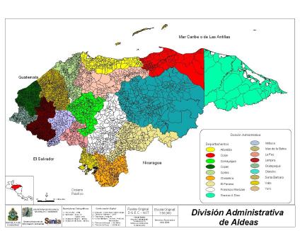 Honduras Towns, Villages, Localities Map