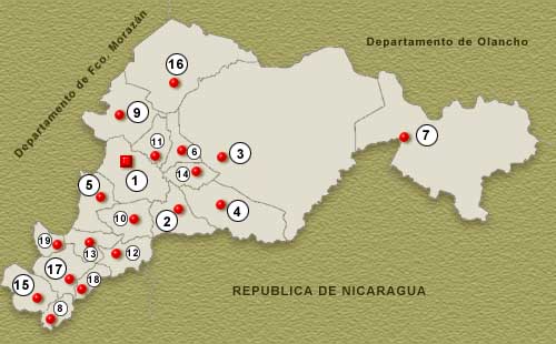 Mapa Departamento de El Paraiso, Honduras