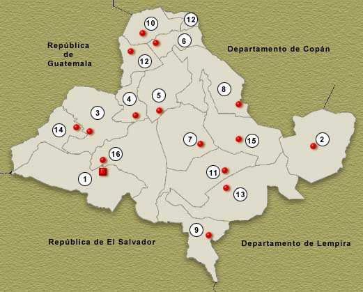 Mapa Departamento de Ocotepeque, Honduras