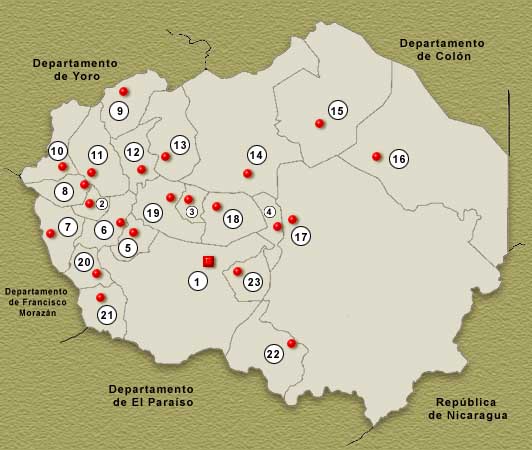 Mapa Departamento de Olancho, Honduras