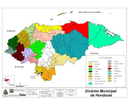 Mapa División Municipal, Honduras