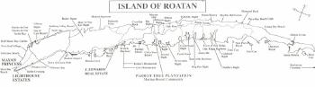 Roatan Island Map, Bay Islands Department, Honduras