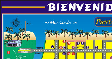 Tela Map, Atlantida Department, Honduras
