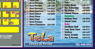 Tela Map, Atlantida Department, Honduras