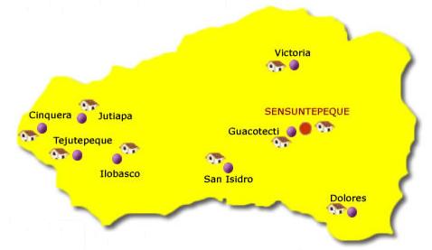 Cabañas Departamento Map, El Salvador